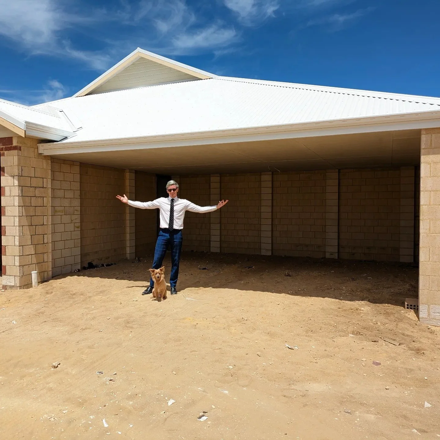 New home garage and facade under construction